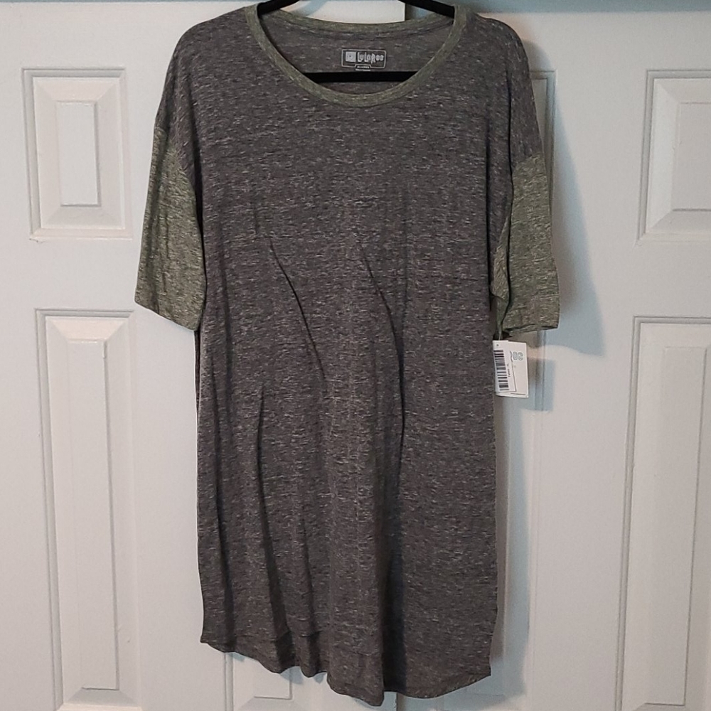 LuLaRoe Patrick T XL Unisex Gray and Green